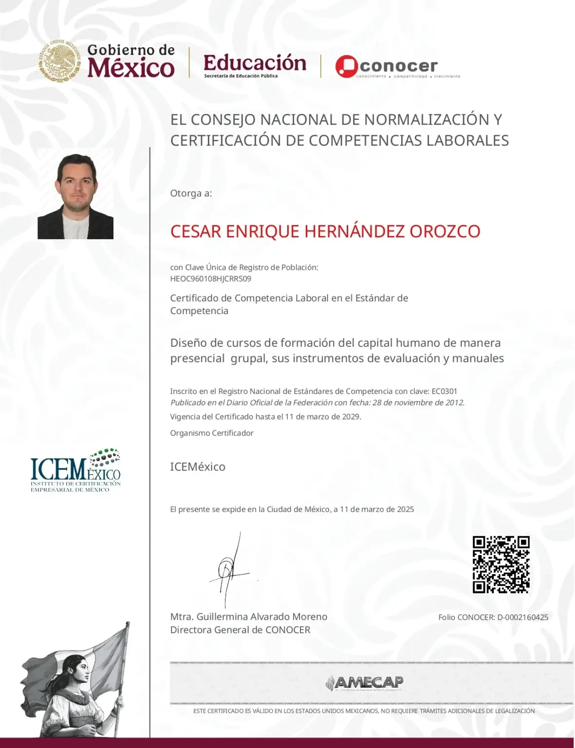 Aval SEP CONOCER EC0301 del instructor